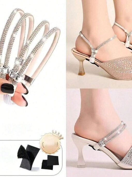 shein 2pcs Foot Anti-Slip Straps With Rhinestones, Foot Care Tool For High Heels And Sandals, Multi-Functional Straps For Different Shoes