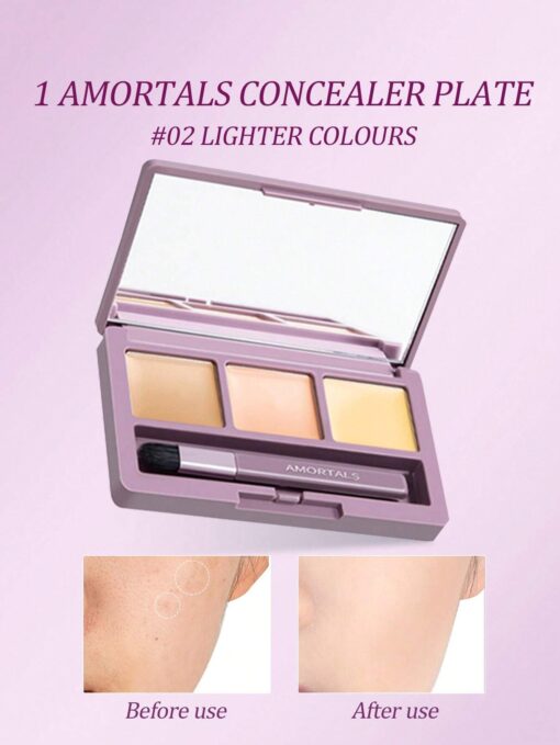 SHEIN Aurmel Grape Concealer Palette, 3 Colors Cover Blemishes, Dark Circles, Spots, Acne Scars And Contouring