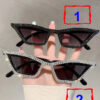 SHEIN Women's New Fashion Cat Eye Sunglasses With Dazzling Rhinestone Design