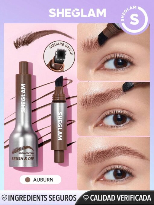 SHEGLAM Brow-Fection Angled Brush & Dip-Auburn Hair-Like Strokes Liquid Eyebrow Gel Pen Easy To Color Long Lasting Quick Drying Natural Shaping Outlining Filling Eyebrow Makeup