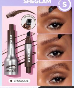 SHEGLAM Brow-Fection Angled Brush & Dip-Chocolate Hair-Like Strokes Liquid Eyebrow Gel Pen Easy To Color Long Lasting Quick Drying Natural Shaping Outlining Filling Eyebrow Makeup