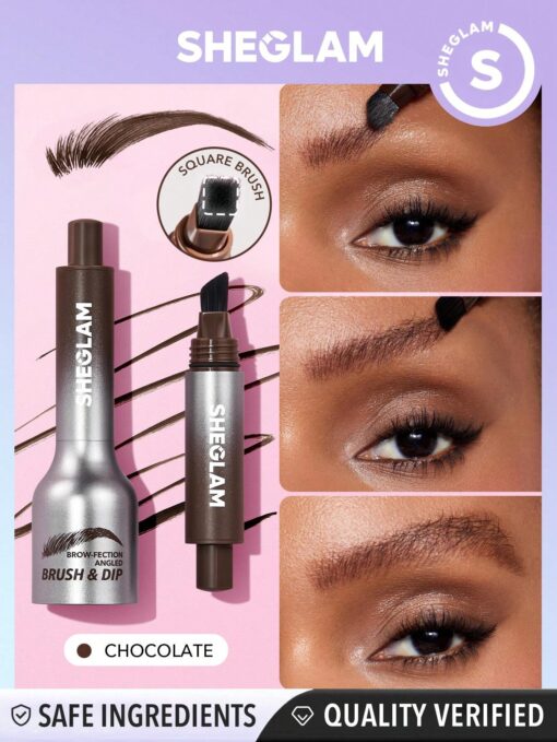 SHEGLAM Brow-Fection Angled Brush & Dip-Chocolate Hair-Like Strokes Liquid Eyebrow Gel Pen Easy To Color Long Lasting Quick Drying Natural Shaping Outlining Filling Eyebrow Makeup