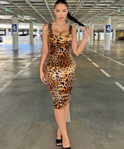 SHEIN SXY Women’S Sexy Leopard Print Wide Strap Bodycon Dress Sexy Outfits Club Birthday Outfit Spring Women Clothes Prom Dress Valentine Day Dress Date Night Dress Bachelorette Party