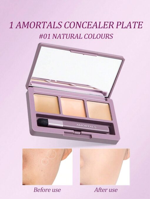 SHEIN Elm Grape Three Colors Concealer Palette, Cover Dark Circles, Blemishes, Acne Scars, Contouring