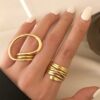 SHEIN 2 Pcs Chunky Geometric Hollow Twist Open Joint Ring Set