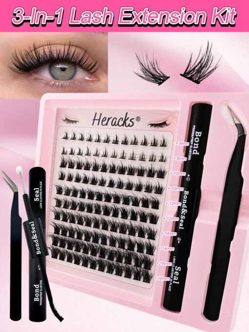 Individual Cluster Lashes 120Pcs Segmented Individual False Eyelashes Extension Kit With Lash Bond And Seal Eyelash Tweezers For Cluster Lashes