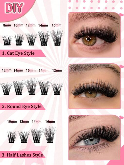 SHEIN 140 Pcs Fluffy DIY Lash Extension Kit 8-16mm Mixed Length Fluffy Individual Lashes