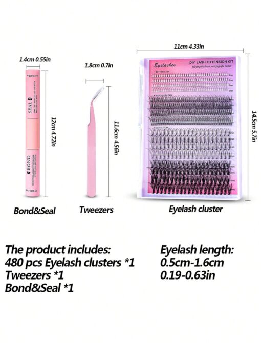 SHEIN DIY Lash Extension Kit 480pcs Lash Clusters Individual Cluster Lash Extensions - Image 2