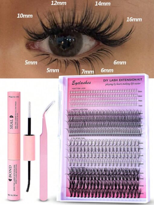 SHEIN DIY Lash Extension Kit 480pcs Lash Clusters Individual Cluster Lash Extensions