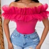 SHEIN BAE Off Shoulder Ruffle Trim Top