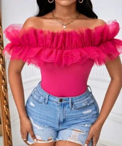 SHEIN BAE Off Shoulder Ruffle Trim Top