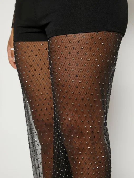 SHEIN Haute Rhinestone Dot Mesh Sheer Pants - Image 3