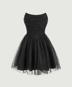 SHEIN MOD Ruched Mesh Tube Dress Tulle Dress