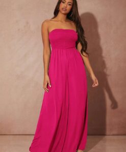 SHEIN SXY Solid Wide Leg Tube Jumpsuit