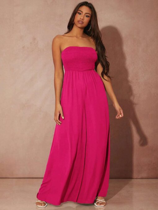 SHEIN SXY Solid Wide Leg Tube Jumpsuit