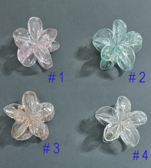 Transparent flower hair claw