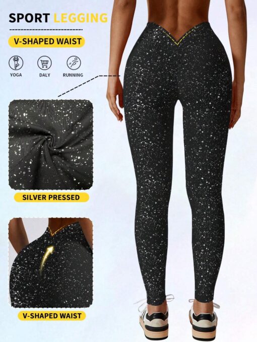 SHEIN Colorful Fabric V-Waist Sports Leggings