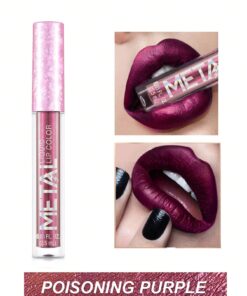 SHEIN Waterproof Liquid Lipstick, Long-Wearing Metallic Lip Gloss Metal Tube Lip Cream