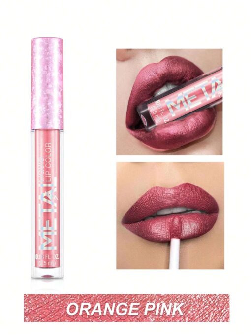 SHEIN Waterproof Liquid Lipstick, Long-Wearing Metallic Lip Gloss Metal Tube Lip Cream