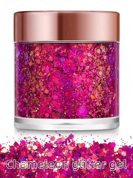 SHEIN 1pc Pink-purple Chameleon Body Glitter Gel For Makeup, Suitable For Face, Hair, Eyes, Lips, Body