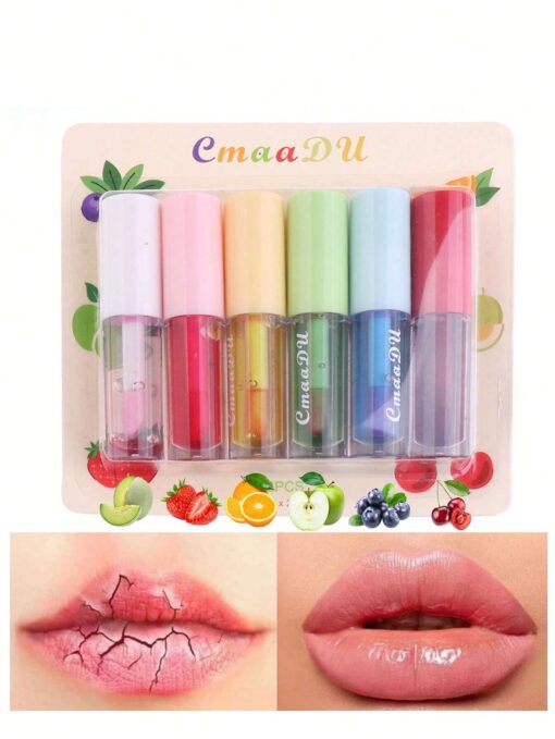 Liquid Lipcolor,6pcs Fruit Flavor Color Changing Lip Glaze