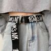 SHEIN 1 Black Unisex Long Punk Canvas Belt