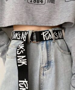 SHEIN 1 Black Unisex Long Punk Canvas Belt