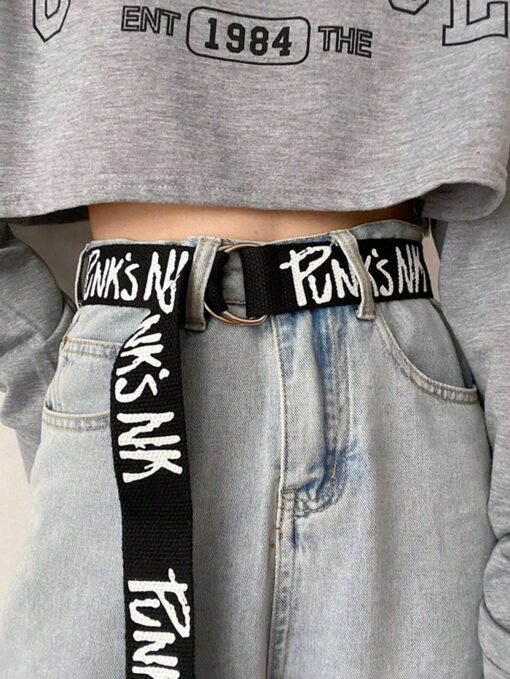 SHEIN 1 Black Unisex Long Punk Canvas Belt