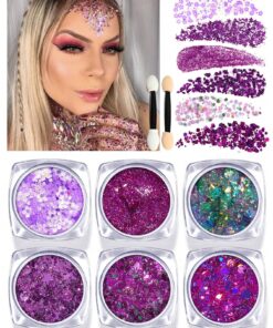 8pcs/Set (1 Jar Of 6 Colors Glitter Gel + 2 Applicator Brushes