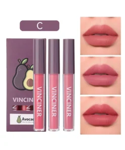 SHEIN Matte Liquid Lipstick Set, 3Pcs Mist Non-Stick Cup Moisturizing