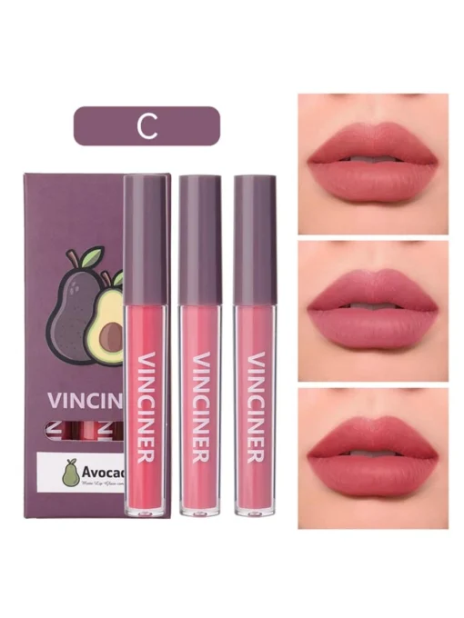 SHEIN Matte Liquid Lipstick Set, 3Pcs Mist Non-Stick Cup Moisturizing