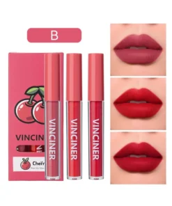 Matte Liquid Lipstick Set, 3Pcs Mist Non-Stick Cup Moisturizing