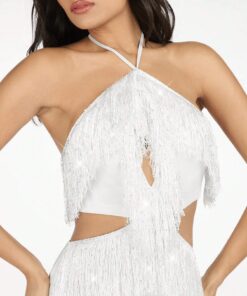 SHEIN BAE White Fringe Short