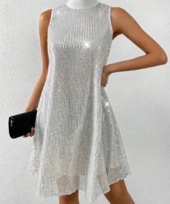 SHEIN SHEIN Allurite High Neck Sequin Dress