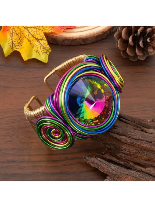 SHEIN New Arrival Exaggerated Pure Handmade Chain Creative Aluminum Wire Colorful Braided & Rhinestone - Image 4