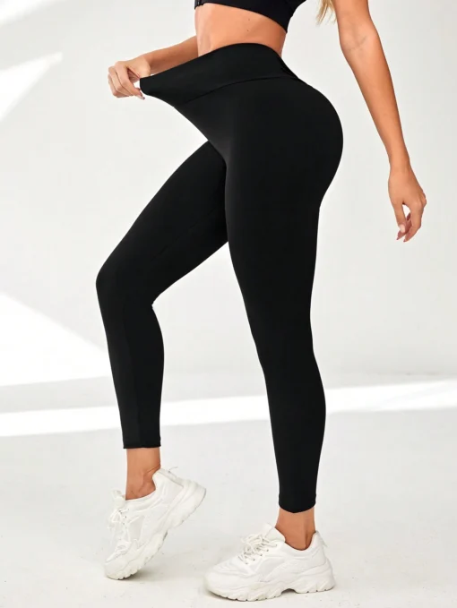 SHEIN Sport Studio Solid Wideband Waist Sports Leggings - Image 2