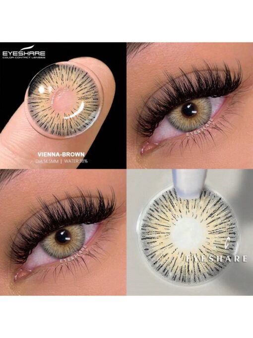 SHEIN 1 Pair VIENNA Soft Color Contact Lens For Eyes Beauty Eye Makeup Cosmetic Lens Yearly Disposable 14.5mm