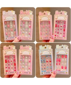 SHEIN 1 Box Of 24 Pcs Nail Stickers, Cute Cartoon Nail Stickers, Waterproof Nail Stickers, Colored Nail Stickers, Party Toys, Birthday Gifts,Advent Calendar Kids,Cute Nails For Kids,Little Girl Press On Nails