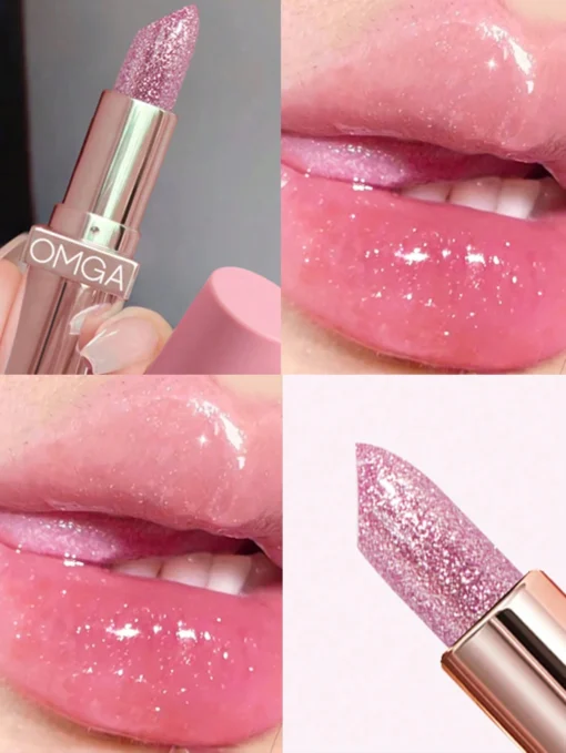 SHEIN OMGA Single Moisturizing Long-Lasting Non-Stick Cup Color-Changing Lipstick With Fine Glitter Lip Care Anti-Chapping Moisturizing Lip Plumper - Image 2