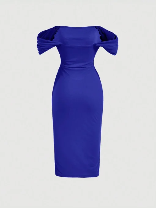 SHEIN MOD Off Shoulder Ruched Bodycon Dress - Image 2