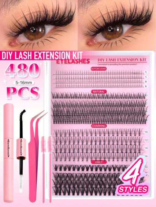 SHEIN 480PCS Individual Lash Clusters Multi-Type Natural Look 4 Styles Lash