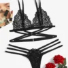 SHEIN Criss Cross Ladder Cut-Out Lingerie Set