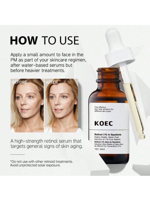 SHEIN KOEC Retinol 1% In Squalane Facial Serum 30ml For Anti-Aging And Skin Smoothing - Image 4