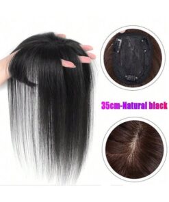 SHEIN Replacement Piece Hair Covering White Hair Natural Black 14 inch