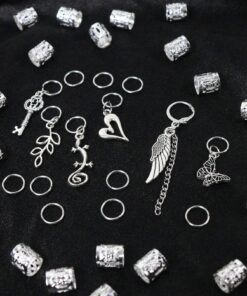 36pcs Silver Braids Decorated Hair Rings