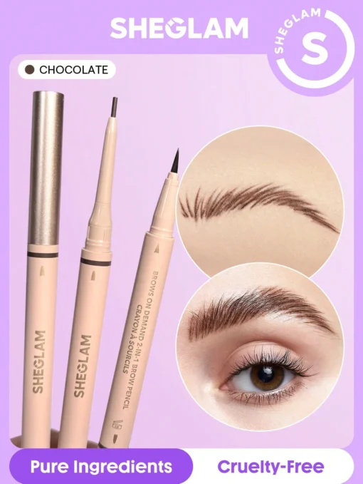 SHEGLAM Brows On Demand 2-In-1 Brow Pencil - Chocolate Waterproof Liquid