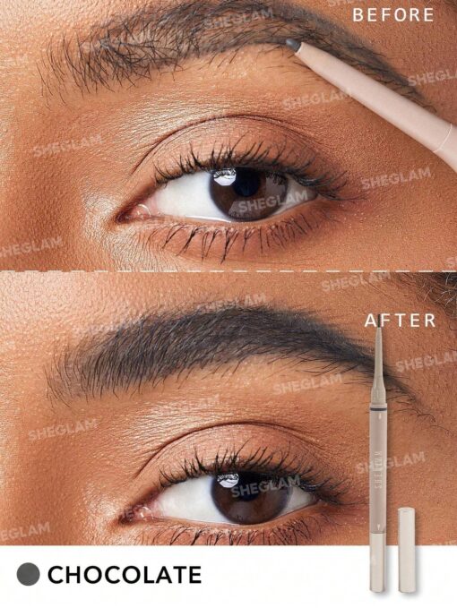 SHEGLAM Brows On Demand 2-In-1 Brow Pencil Chocolate Waterproof Liquid - Image 3