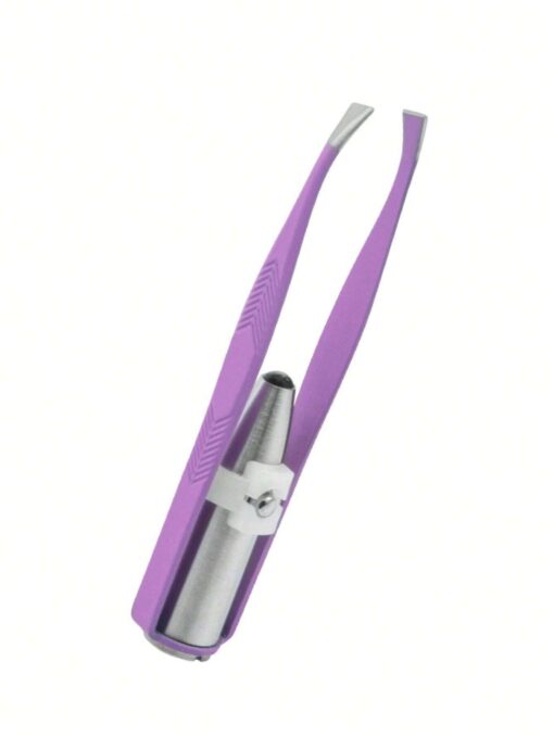 SHEIN 1 PC Eyelashes And Eyebrow Tweezers Stainless Steel #Purple