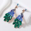 SHEIN 2pcs Vintage Peacock Dangle Earrings For Women Girls Plated Green Crystal