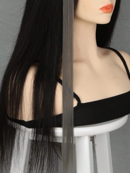 SHEIN 5 PCS Dark Grey Clip In Hair Extensions 20 Inch Long Straight Hairpieces - Image 2